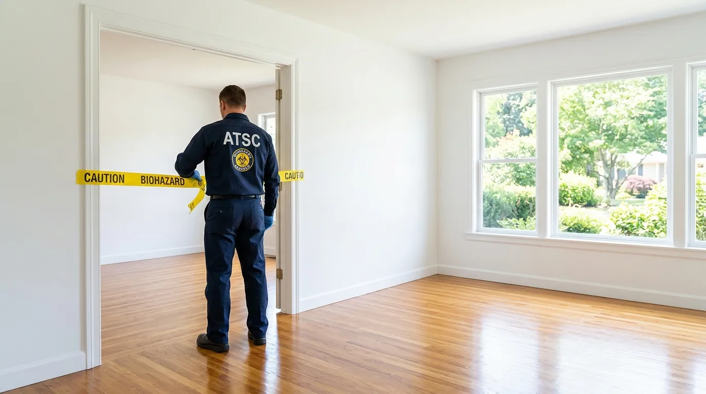Certified biohazard cleanup crew performing Crime Scene Cleanup in Rockingham